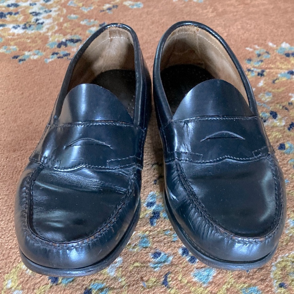 Bass Logan Flat Strap Black Leather Loafer Weejuns Penny Men’s 9 1/2 D